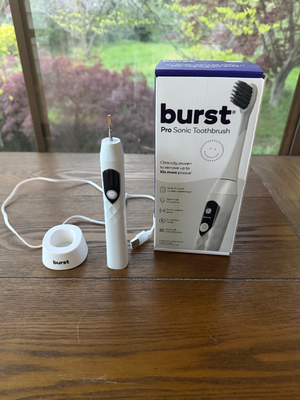 Burst Pro Sonic Tooth Brush Box and Charging Cable/Doc Included